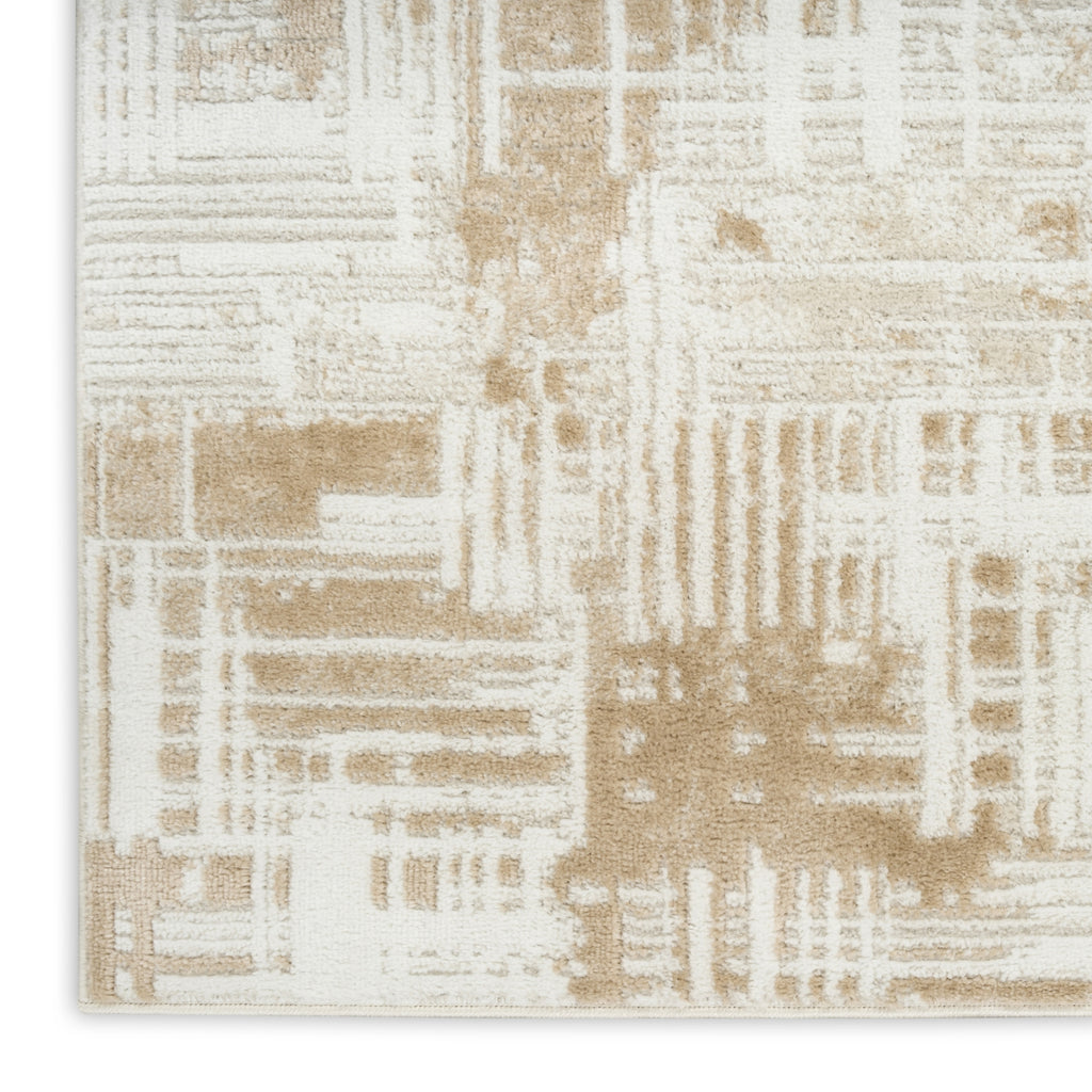 Nourison Dekor DEK11 Ivory Taupe Area Rug Corner Image