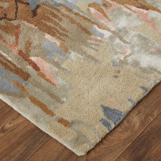 Feizy Dafney 8868F Tan/Gray/Green Area Rug Corner Image with Rug Pad