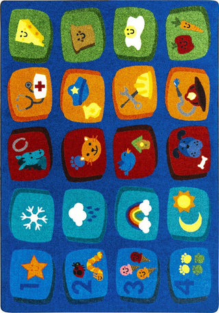 Joy Carpets Kid Essentials Discovery Blocks Multi Area Rug