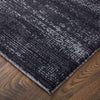 Feizy Deja 39PJF Black/Silver/Gray Area Rug Corner Image with Rug Pad