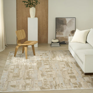 Ck089 Drift DRF04 Beige Grey Area Rug by Calvin Klein Corner Image
