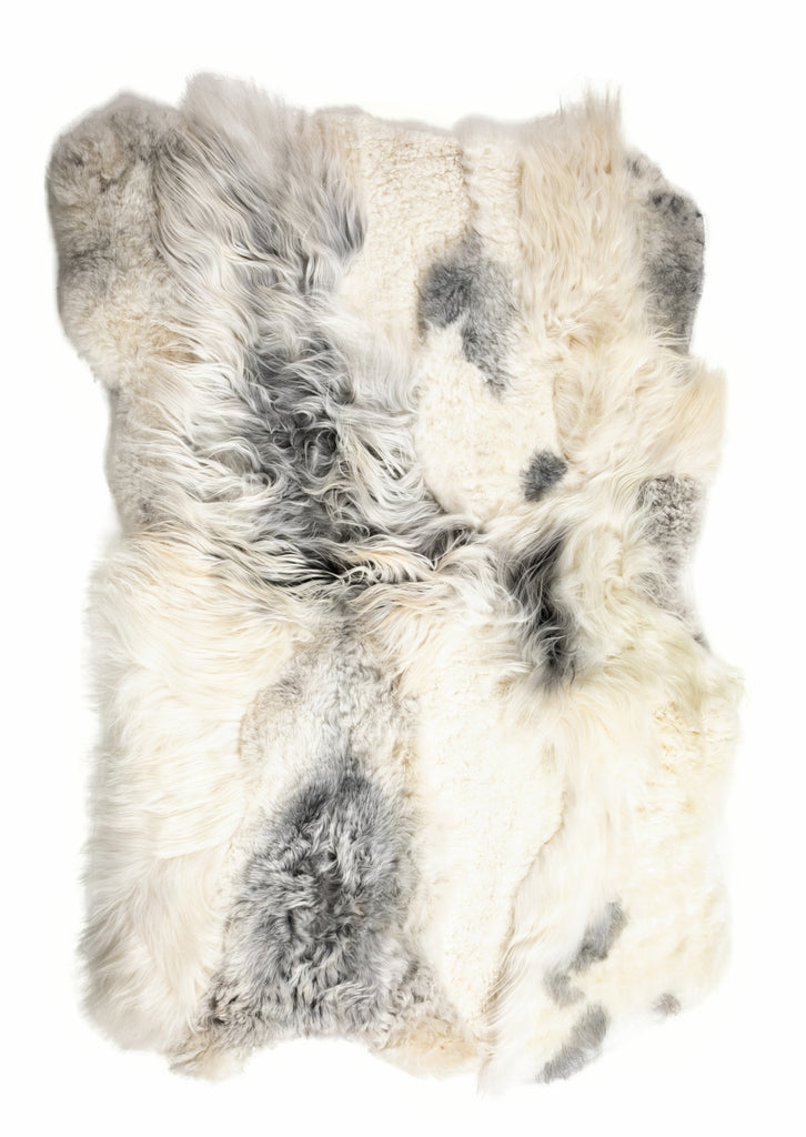 Auskin Arctic Icelandic Sheepskin Design Multilayer Grey/White Area Rug main image