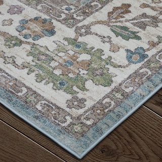 Feizy Dartmouth 39QNF Blue/Ivory/Brown Area Rug Corner Image with Rug Pad