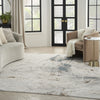 Nourison Desire DSR04 Ivory Grey Blue Area Rug Corner Image