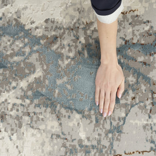 Nourison Desire DSR04 Ivory Grey Blue Area Rug Room Image Feature