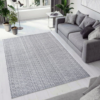 Dynamic Rugs Allegra 2987 Grey/Ivory/Denim Area Rug Room Scene Feature