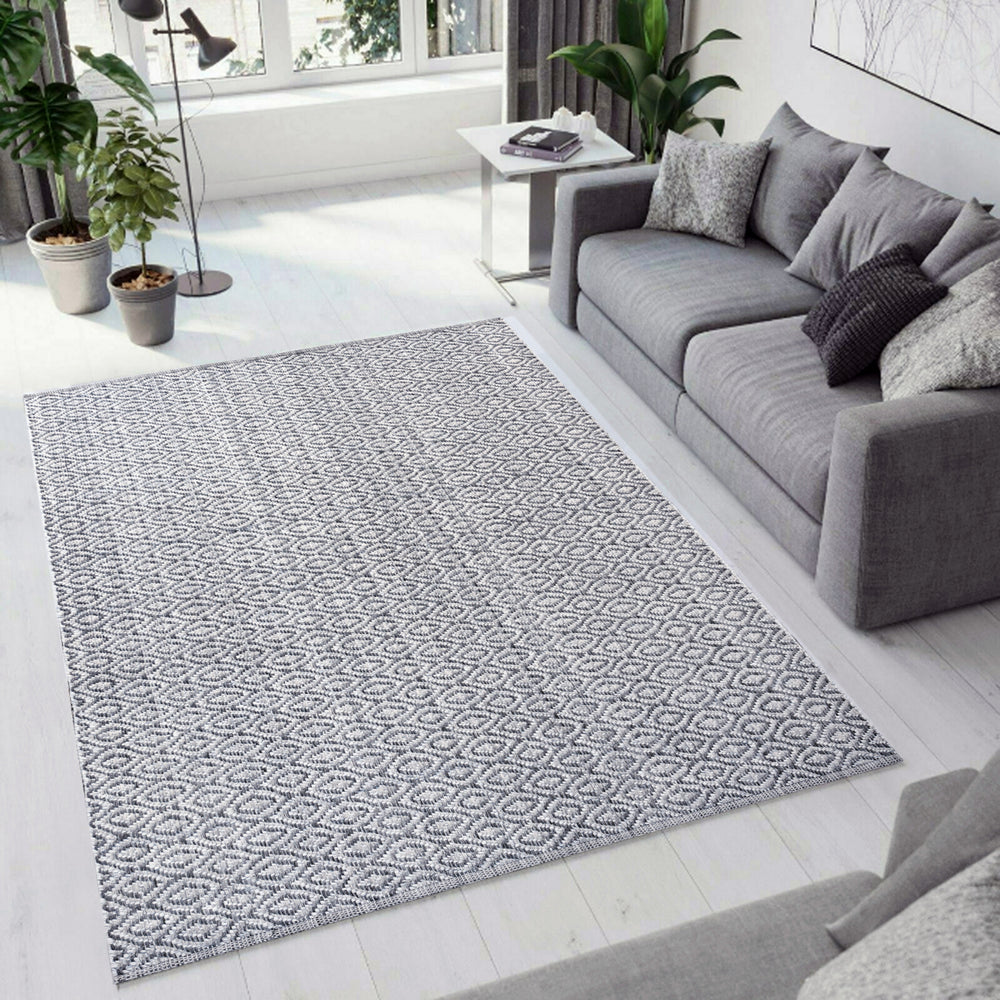 Dynamic Rugs Allegra 2987 Grey/Ivory/Denim Area Rug Room Scene Feature
