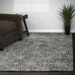 Dynamic Rugs Ancient Garden 57162 Steel Blue Area Rug Room Scene Feature
