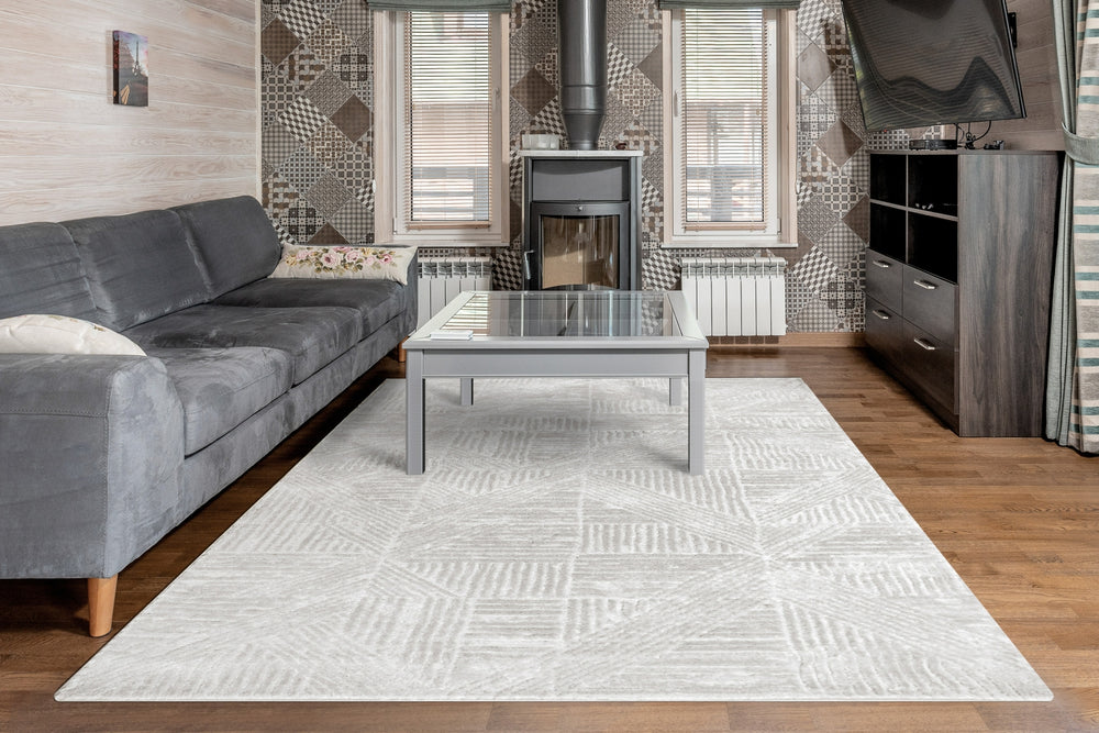 Dynamic Rugs Arten 3753 Grey Area Rug Room Scene Feature