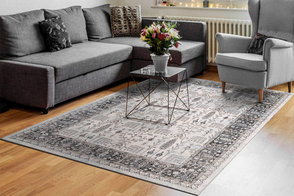 Dynamic Rugs Carson 5225 Ivory/Black Area Rug Room Scene Feature