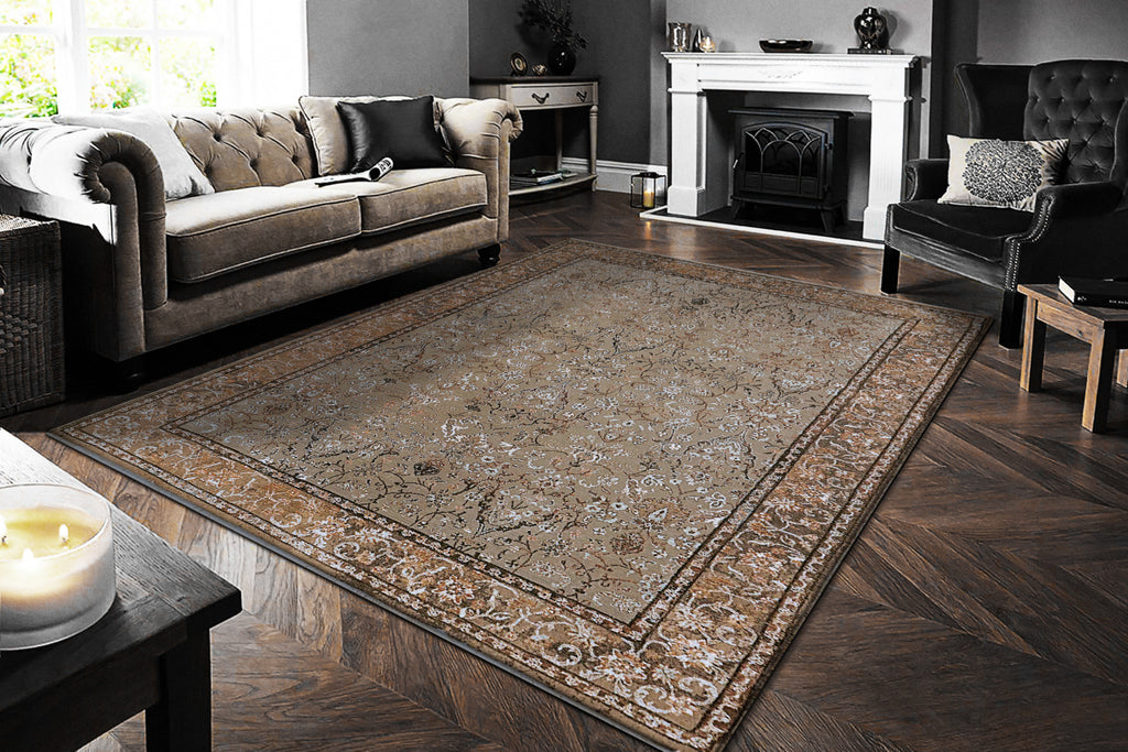 Dynamic Rugs Cullen 5705 Taupe/Brown Area Rug Room Scene Feature
