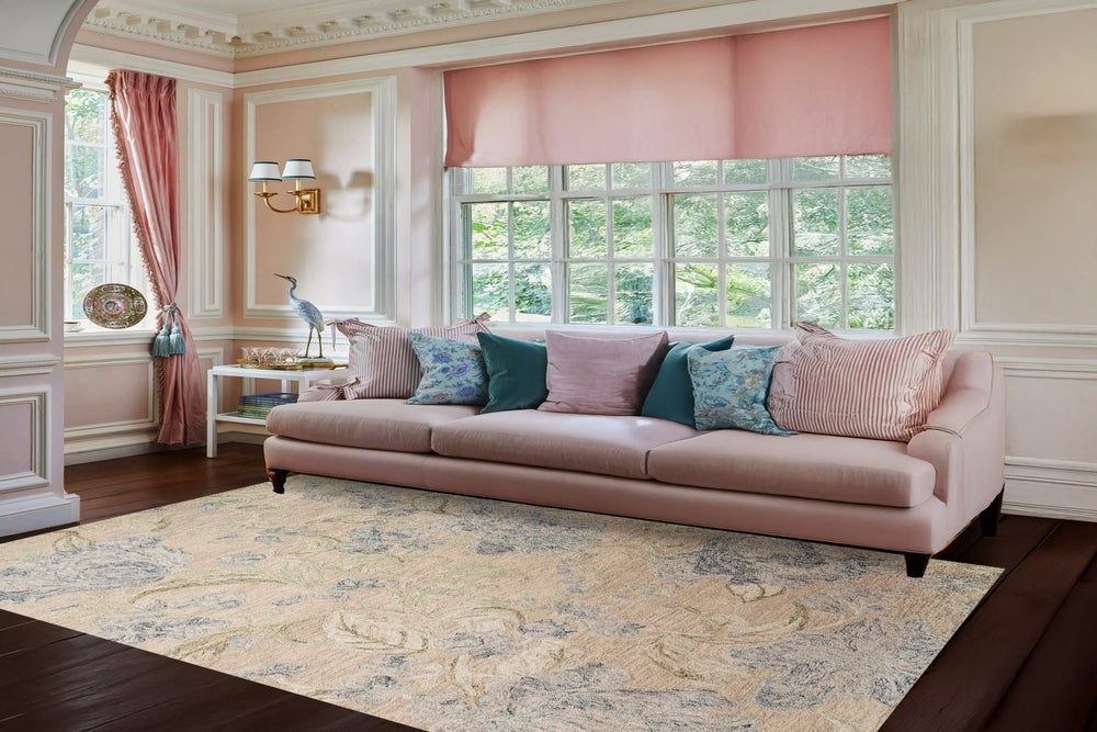 Dynamic Rugs Daisy 9096 Beige/Sage/Blue Area Rug Room Scene Feature