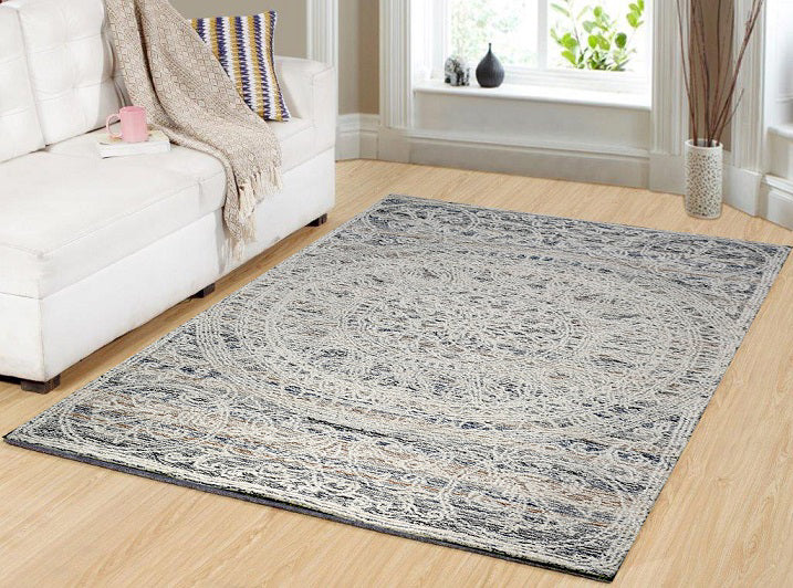 Dynamic Rugs Darcy 1126 Ivory/Blue/Gold Area Rug Room Scene Feature