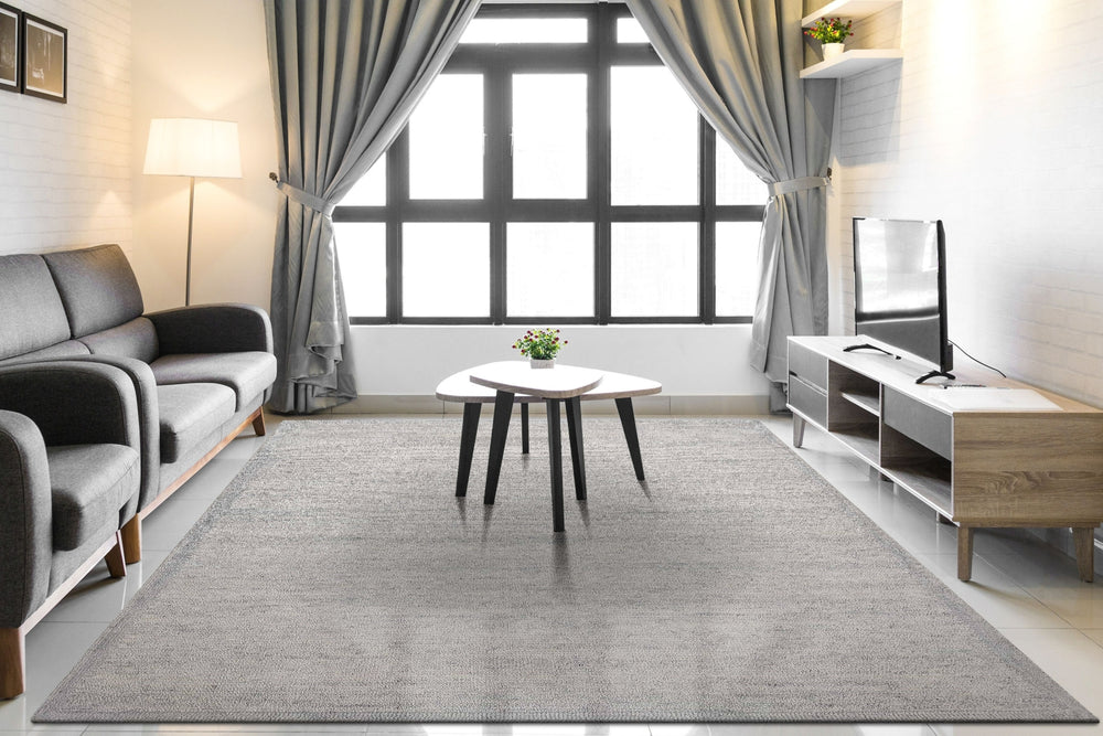Dynamic Rugs Echo 8580 Silver Area Rug Room Scene Feature