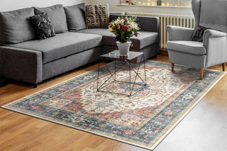 Dynamic Rugs Elise 6302 Red/Blue/Beige Area Rug Room Scene Feature