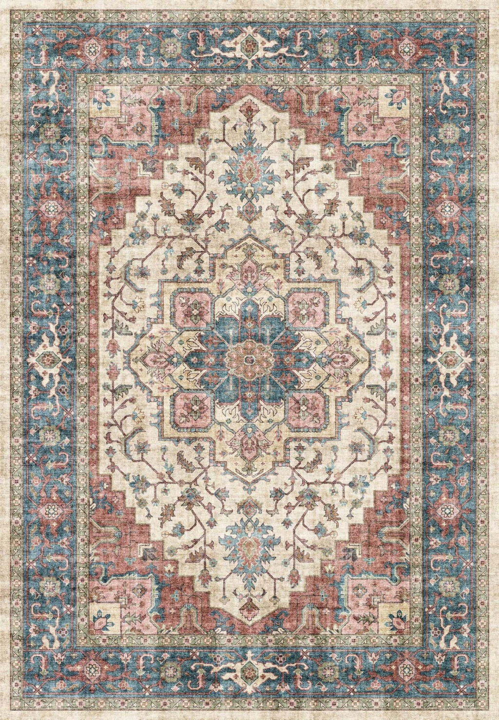 Dynamic Rugs Elise 6302 Red/Blue/Beige Area Rug – Incredible Rugs and Decor
