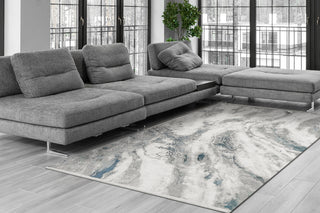 Dynamic Rugs Ella 3986 Grey/Ivory/Blue Area Rug Room Scene Feature