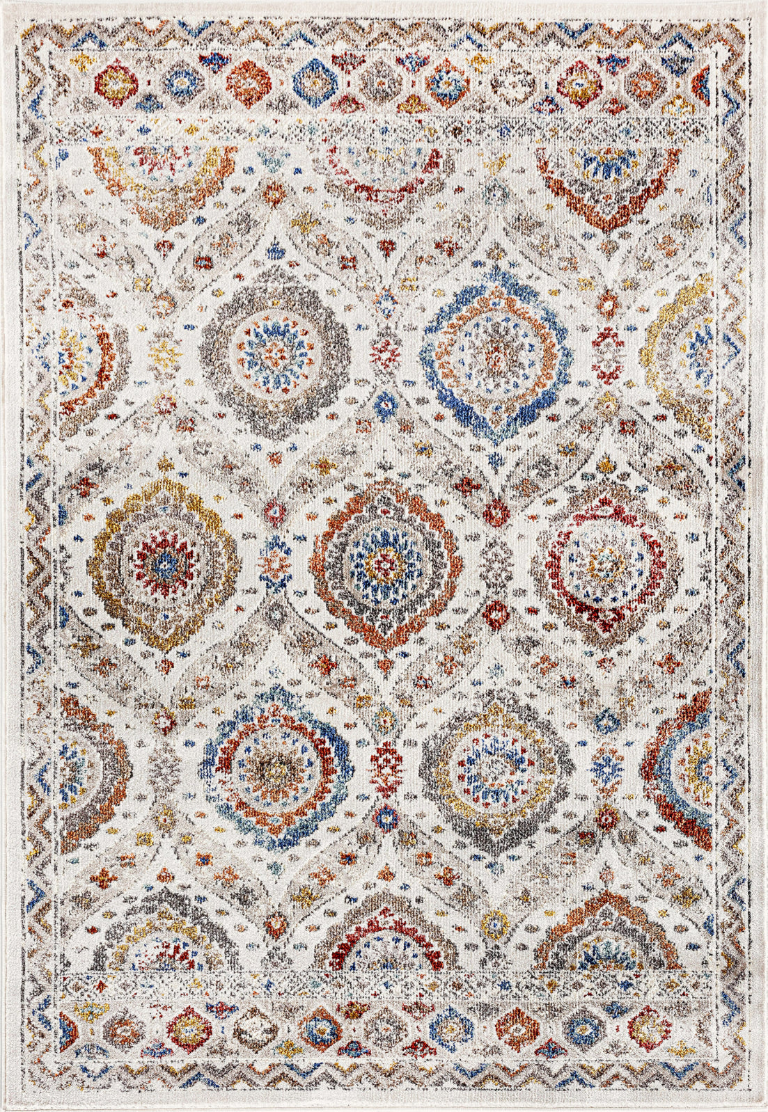 Dynamic Rugs Falcon 6806 Ivory/Grey/Blue/Red/Gold Area Rug