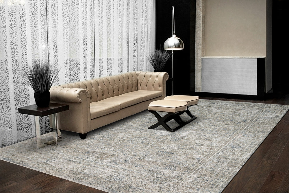 Dynamic Rugs Flare 14741 Beige/Ivory/Blue Area Rug Room Scene Feature