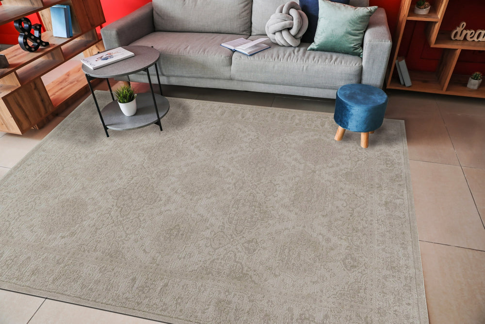 Dynamic Rugs Hamilton 10605 Ivory/Grey Area Rug Room Scene Feature