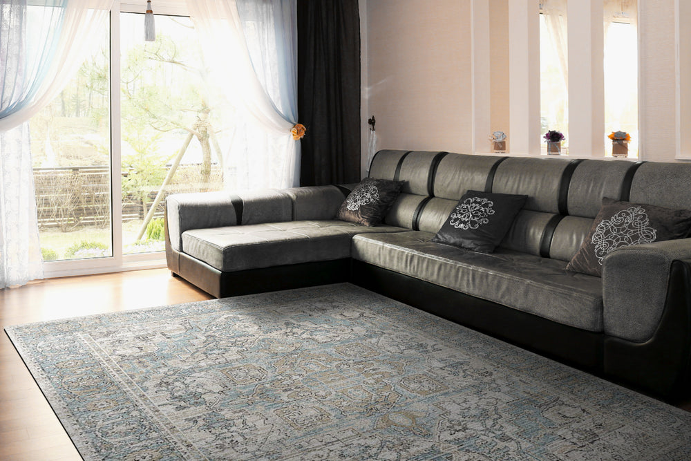 Dynamic Rugs Jazz 6798 Beige/Taupe/Blue Area Rug Room Scene Feature