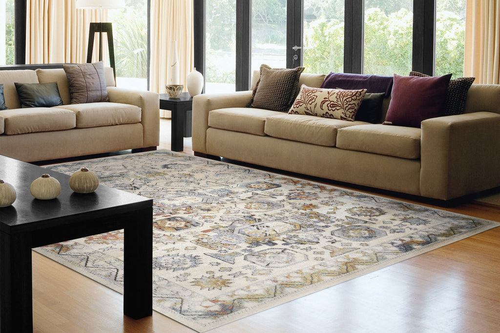 Dynamic Rugs Mabel 4090 Ivory/Multi Area Rug Room Scene Feature