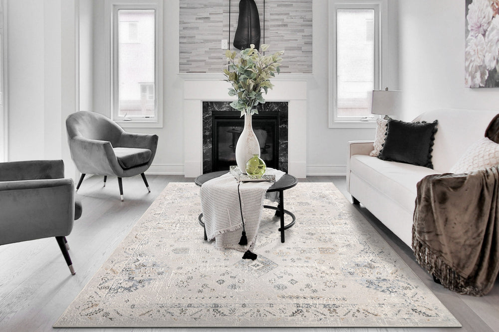 Dynamic Rugs Marina 8056 Grey/Blue Area Rug Room Scene Feature