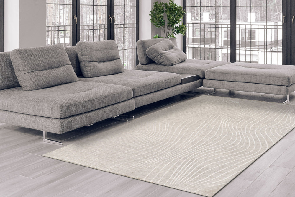 Dynamic Rugs Mesa 9744 Cream Area Rug Room Scene Feature