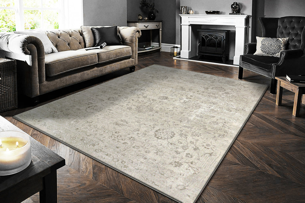 Dynamic Rugs Renaissance 3157 Ivory/Grey Area Rug Room Scene Feature