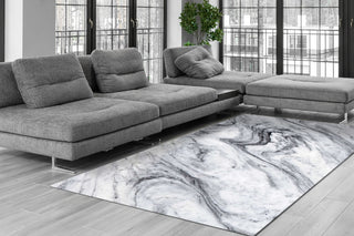 Dynamic Rugs Rhythm 6420 Grey/Ivory/Charcoal Area Rug Room Scene Feature