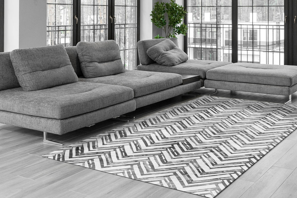 Dynamic Rugs Rhythm 6423 Grey Area Rug Room Scene Feature