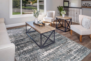 Dynamic Rugs Riley 6030 Blue/Grey Area Rug Room Scene Feature