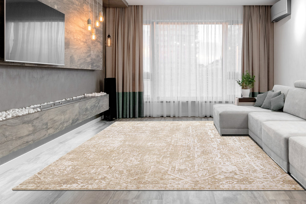 Dynamic Rugs Sahara 5972 Beige/Grey Area Rug Room Scene Feature