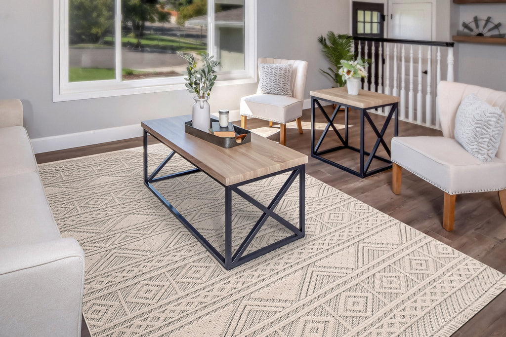 Dynamic Rugs Seville 3607 Ivory/Soft Grey Area Rug Room Scene Feature