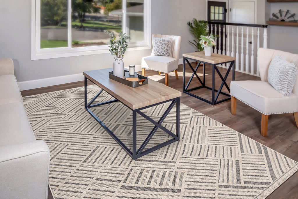 Dynamic Rugs Seville 3608 Ivory/Grey Area Rug Room Scene Feature