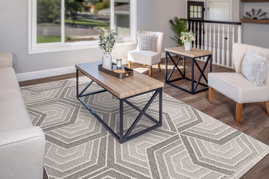 Dynamic Rugs Seville 3611 Ivory/Grey Area Rug Room Scene Feature