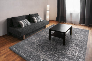 Dynamic Rugs Soma 6191 Dark Grey/Ivory Area Rug Room Scene Feature