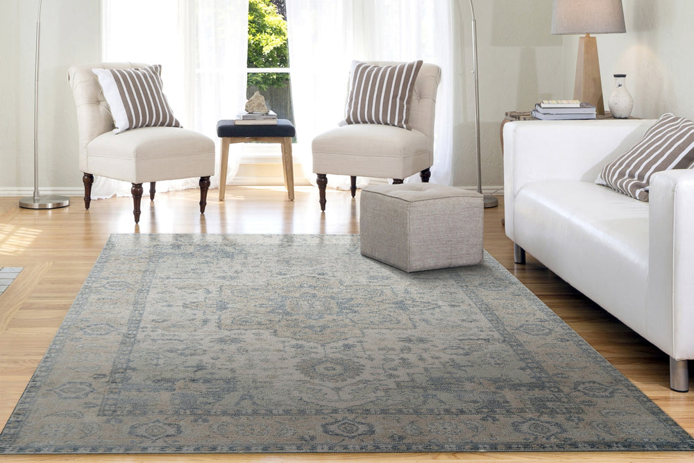 Dynamic Rugs Stefano 15701 Beige/Navy Area Rug Room Scene Feature