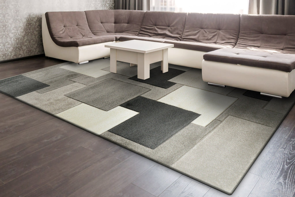 Dynamic Rugs Stella 3283 Charcoal/Ivory/Grey Area Rug Room Scene Feature