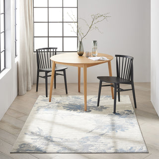 CK005 Enchanting ECH01 Ivory Grey Blue Area Rug by Calvin Klein Room Image Feature