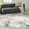 CK005 Enchanting ECH01 Ivory Grey Blue Area Rug by Calvin Klein Corner Image