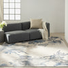 CK005 Enchanting ECH01 Ivory Grey Blue Area Rug by Calvin Klein Room Image Feature