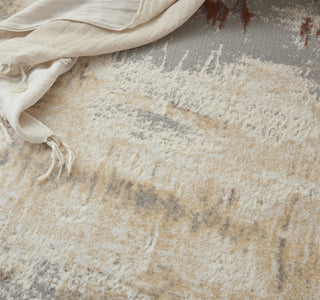 CK005 Enchanting ECH02 Grey Rust Area Rug by Calvin Klein Corner Image