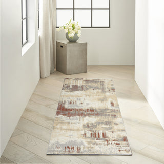 CK005 Enchanting ECH02 Grey Rust Area Rug by Calvin Klein Corner Image