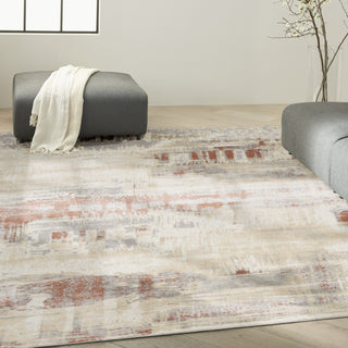 CK005 Enchanting ECH02 Grey Rust Area Rug by Calvin Klein Corner Image