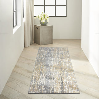 CK005 Enchanting ECH04 Grey Beige Area Rug by Calvin Klein Corner Image