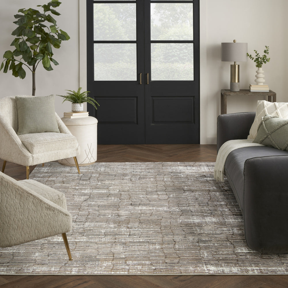Nourison Eco-Friendly ECO06 Ivory Mocha Area Rug Room Image Feature