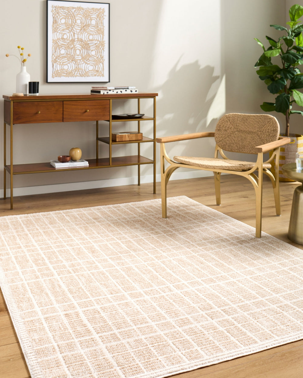 Elle Decor x Livabliss Odeon EDOD-2300 Light Beige Area Rug Room Scene Feature