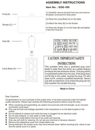 Surya Egerton EGE-100 Lamp Assembly
