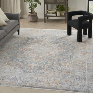 Nourison Elegant Heirlooms ELH01 Ivory Blue Area Rug Corner Image
